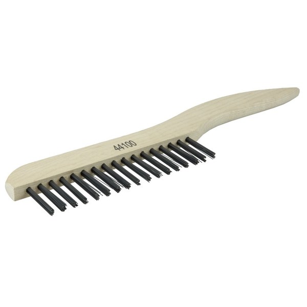 Weiler Wire Scratch Brush, .012 Carbon Steel Fill, Shoe Handle, 1 x 17 Rows 44100